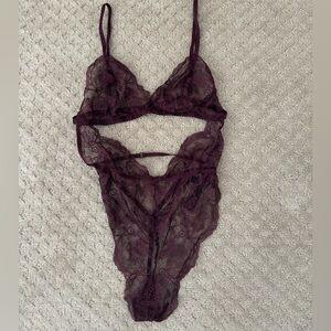 Victoria's Secret Lace Teddy in Rich Burgundy